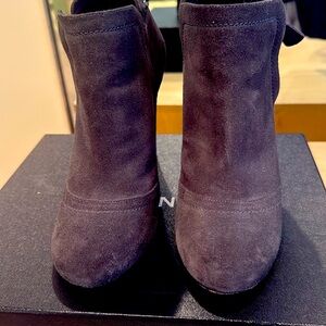 Chanel Booties Grey Suede with chain detail